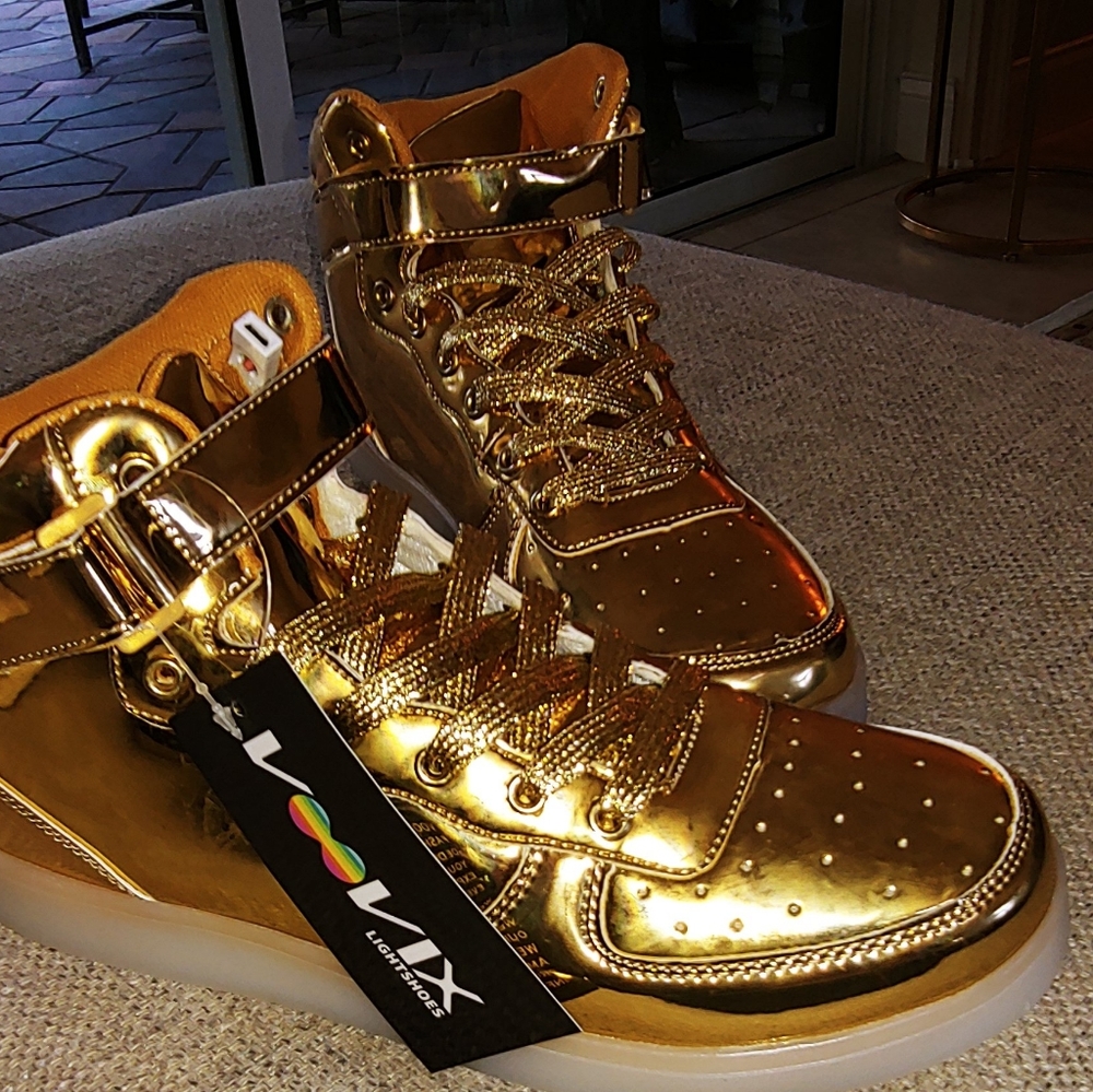 Gold Metallic LED Light Hightops